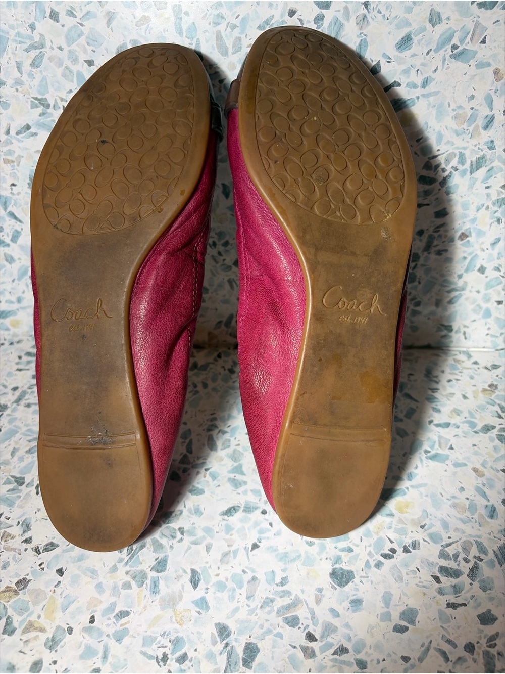 Coach Celphine Ballet Flats Pink Brown Leather Lock Accent Size 8.5B - Picture 6 of 6